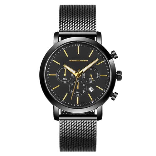 שעון רוברטו מרינו שחור, שעון שחור Roberto Marino, שעון לגבר Roberto Marino, שעון יוקרתי לגבר, שעון יד לגבר, שעון מותגים