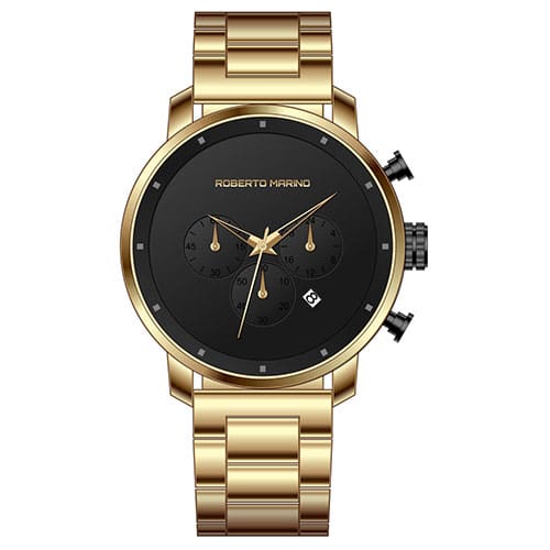 שעון צבע זהב Roberto Marino, שעון לגבר Roberto Marino, שעון יוקרתי לגבר, שעון יד לגבר, שעון מותגים