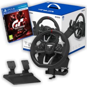 הגה לפלייסטיישן + דוושות Hori Racing Wheel Apex PS4 / PS5 / PC + דוושות Hori Racing Wheel Apex PS4 / PS5 / PC + משחק GRAN TURISMO