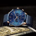 שעון לגבר שעונים מתנות מתנה אופנה סטייל Roberto Marino צבע כחול & רוזגולד דגם -RM3435