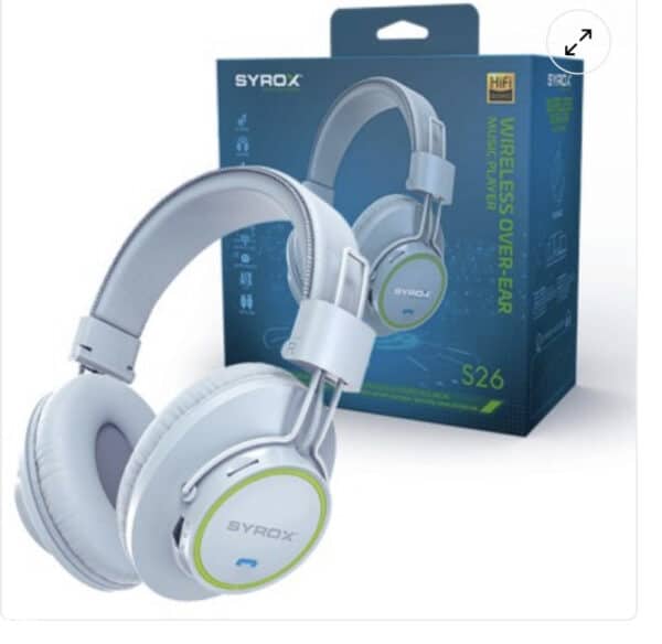 אוזניות אלחוטיות, Syrox S26, Bluetooth 5.0, איכות סאונד, טכנולוגיה מתקדמת, האזנה איכותית, אוזניות קשת, MP3/WMA/WAV, רמקול 40 מ"מ, אוזניות בלוטוס, אוזניות גיימינג