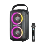 רמקול W-KING 80W Bluetooth עם אורות לד צבעוניים ועיצוב מרשים, מושלם לאיכות שמע חזקה וברורה