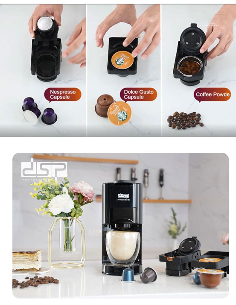 מכונת אספרסו, DSP, קפה ביתי, טכנולוגיה מתקדמת, עיצוב אלגנטי, קפה איכותי, חווית קפה, מכונת קפה 3 ב-1, קפה טרי, אספרסו ביתי

