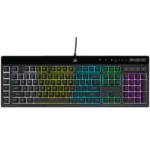 מקלדת גיימינג, Corsair K55 RGB PRO, תאורת RGB, עמידות IP42, מקשי מאקרו, iCUE, משטח נשלף, חיבור USB, עיצוב מודרני, תאימות מלאה, שדרוג לגיימרים, יתרון תחרותי